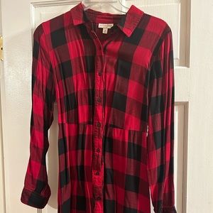 Red & black Plaid shirt dress